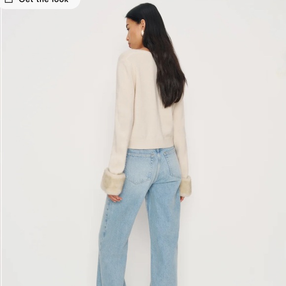 Reformation Clara Cardigan/Cream Faux Fur Cuff - Picture 3 of 10